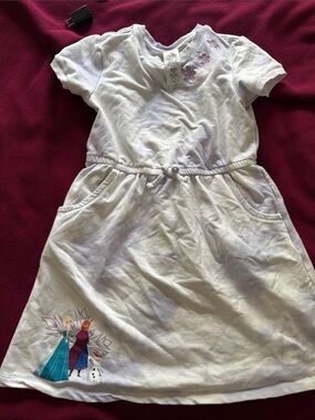 Kids White Frozen Character Short Sleeve Dress